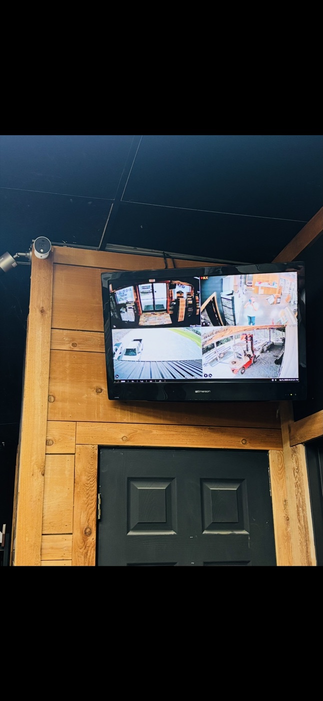 Security camera monitor installed inside a local business